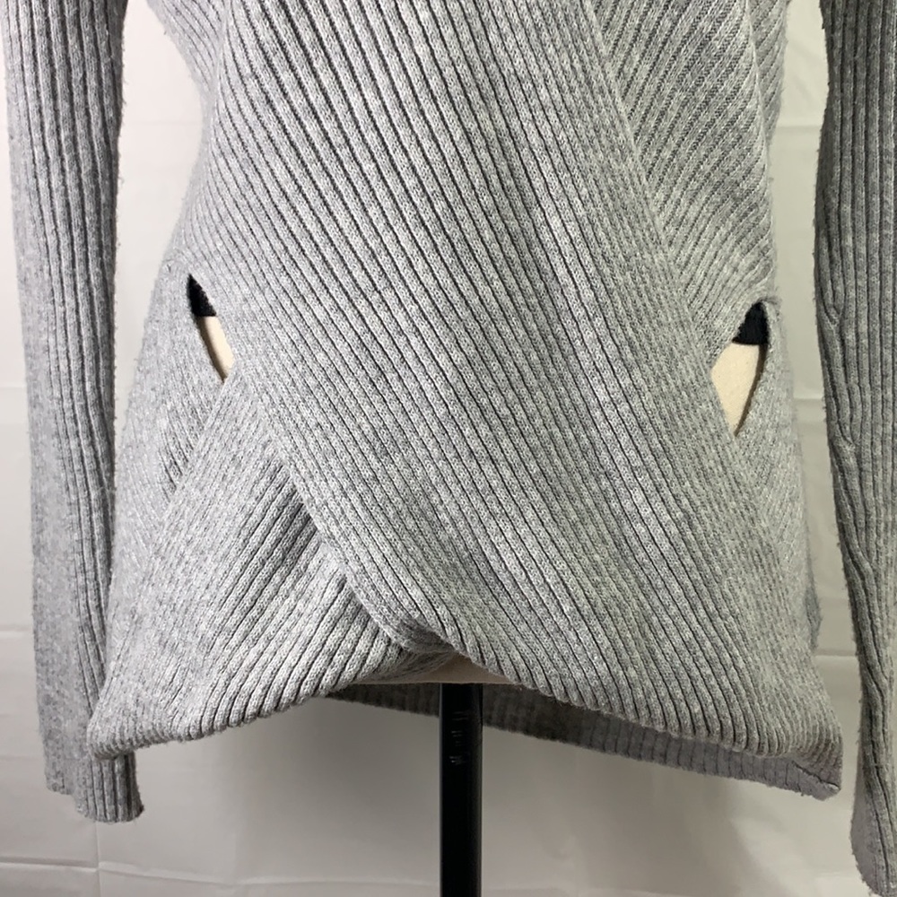 Zella Gray Ribbed Wrap Sweater - Picture 2 of 8